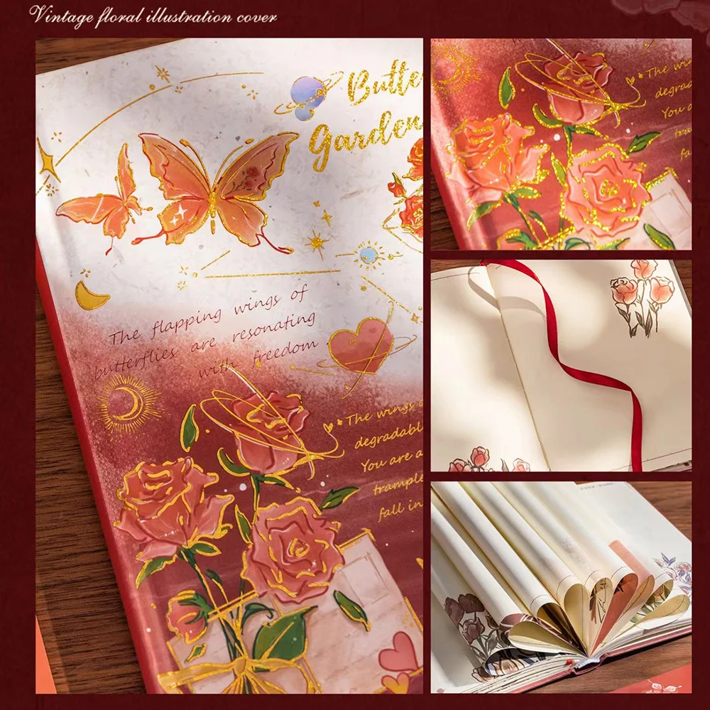 Imagem -04 - Romantic Rose Series Hardcover Cadernos Cor Ilustração Página Pretty Diary Student Notepad