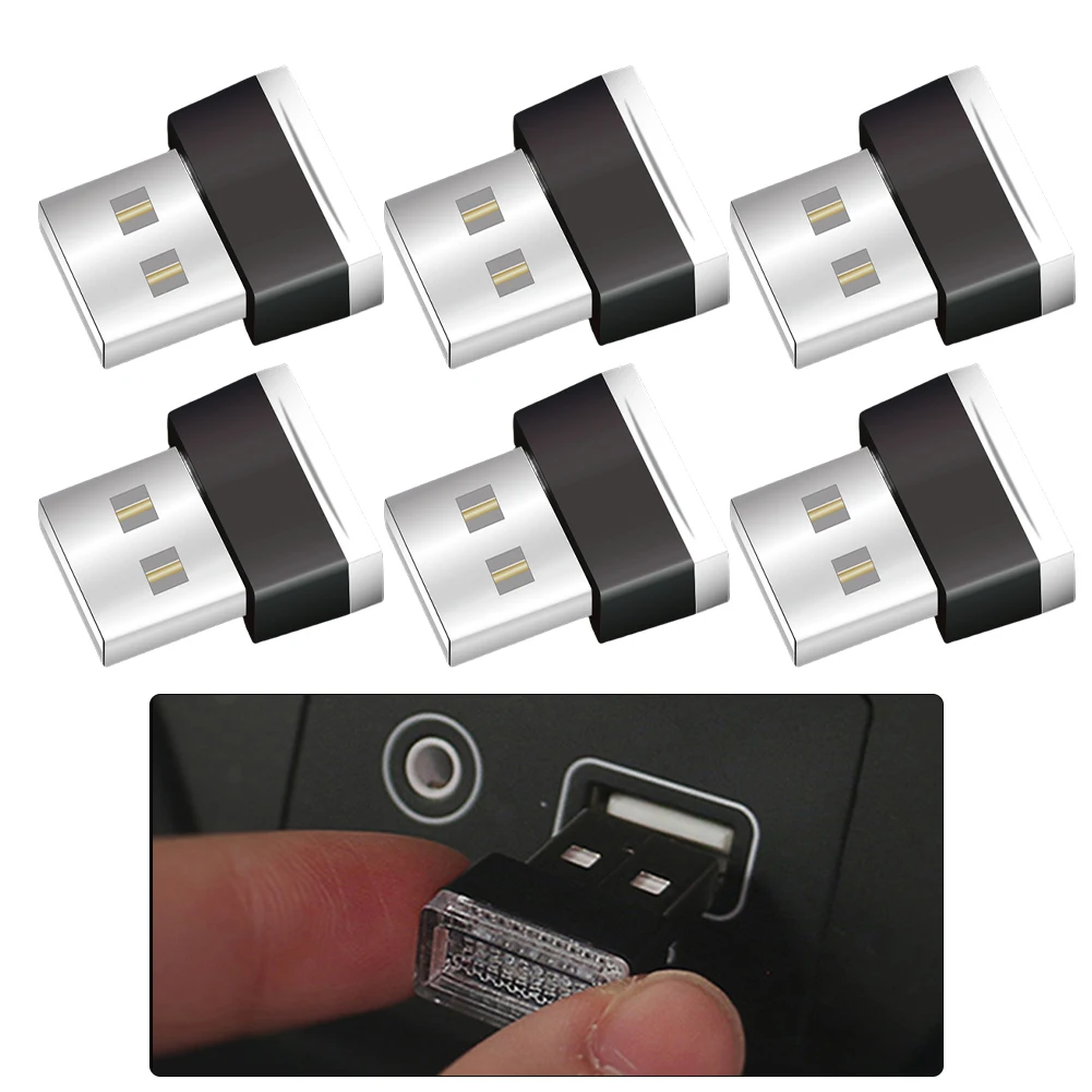 تحسين داخل سيارتك مع 6 قطع من إضاءة USB LED، تأثيرات متعددة متوفرة، سهلة التوصيل والاستخدام في أي مركبة