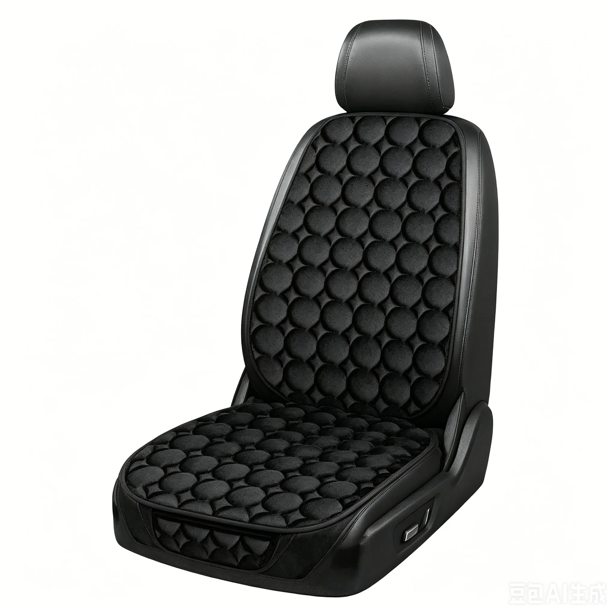 Beige Oval Quilted Leather Car Front Seat Cushion Universal Waterproof Anti-slip Auto Single Seat Pad Wear Resistant Car Interio