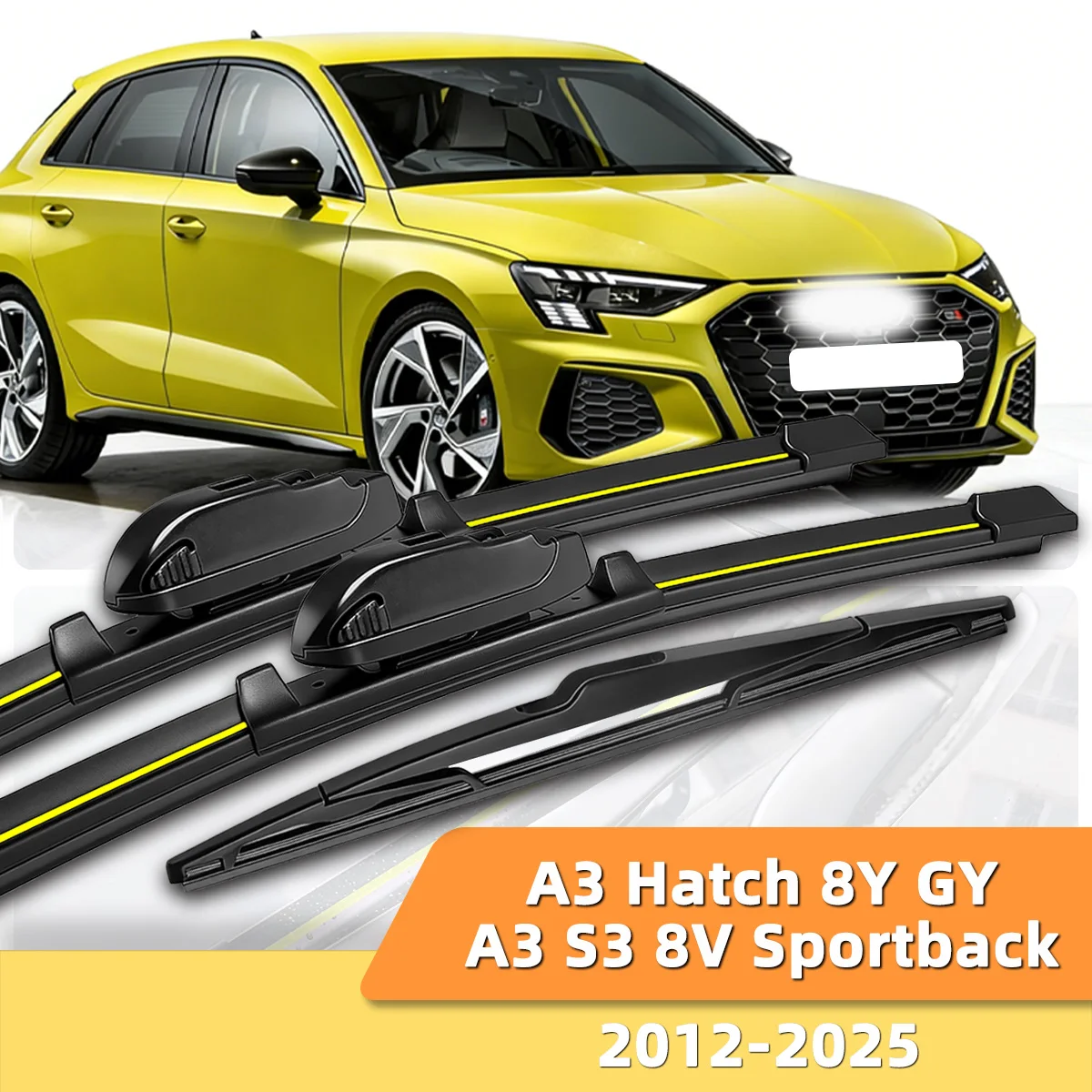 

3 шт. щеток стеклоочистителя для Audi A3 Hatch 8Y GY A3 S3 8V Sportback 2012-2025, передние и задние дворники для автомобилей 2016, 2020, 2024 годов выпуска