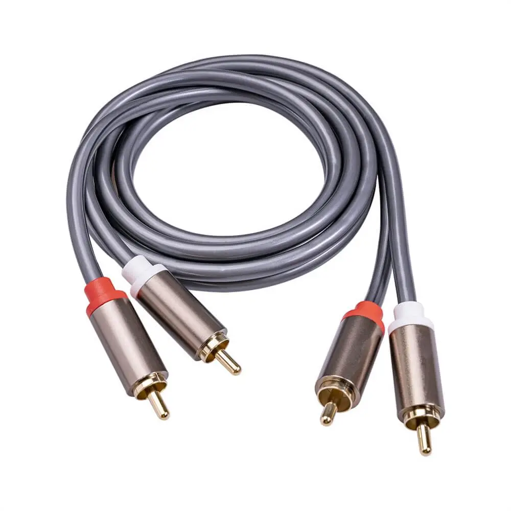 Aluminum Alloy Head 1 Meter Copper Core RCA Double Lotus Tv Set-Top Box Audio Signal Cable