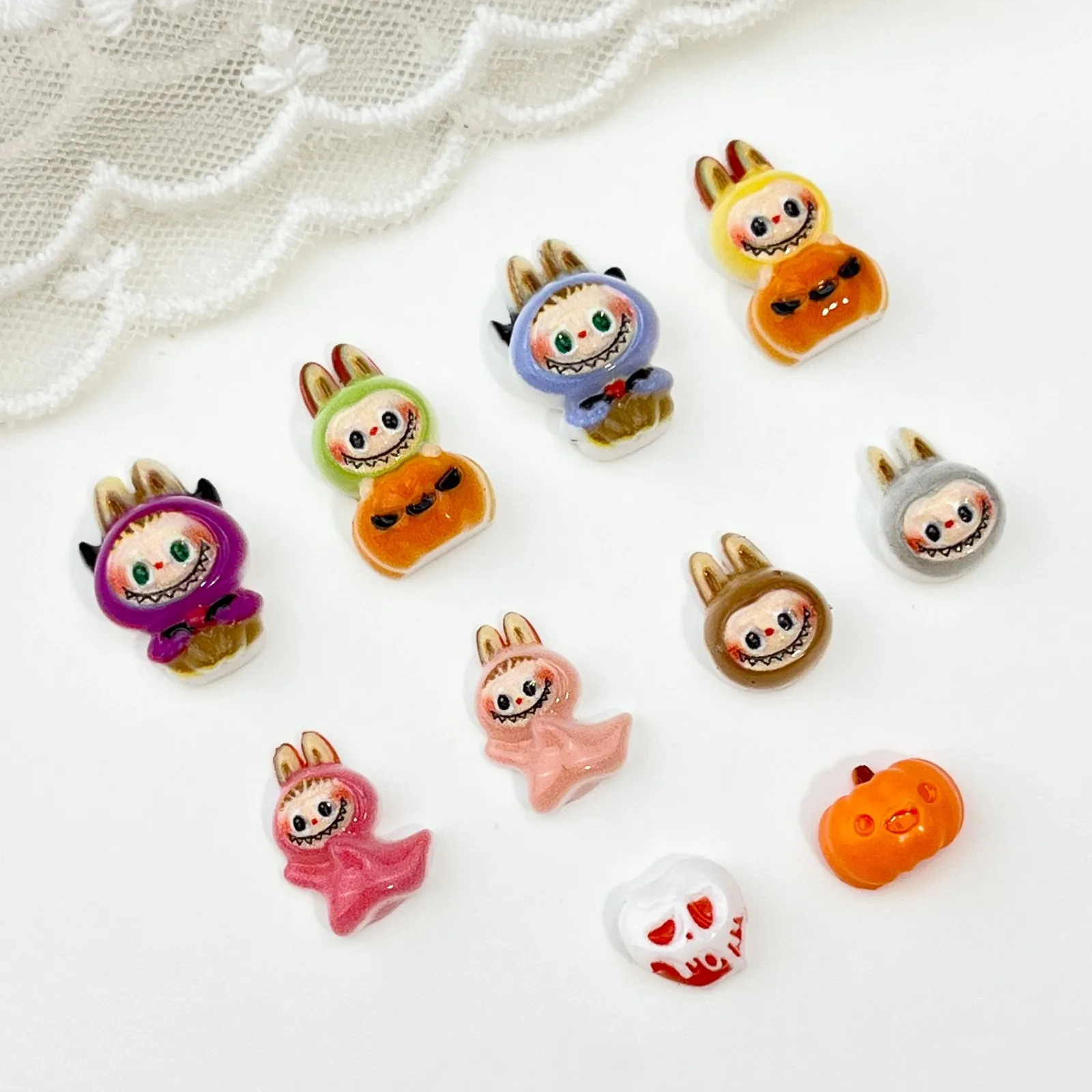 LYLE 20 Stück Niedliche Gruselige Halloween Cartoon Nagelkunst-Charms 3D buLaBU Totenkopf Kürbis Harz Flatback DIY Nageldekorationen Bling Set – Detail 3