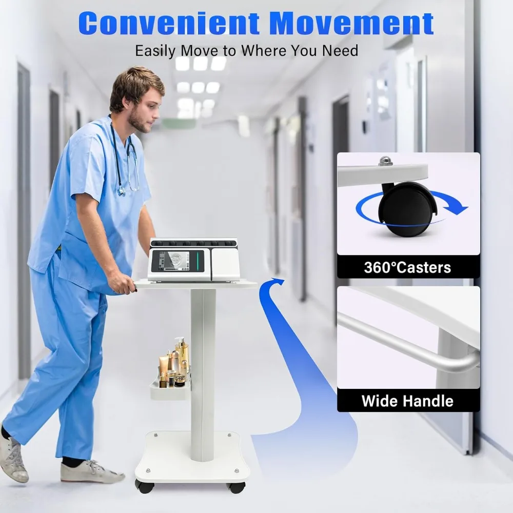 

Beauty Salon Trolley Cart, Aluminum Alloy Salon Spa Rolling Trolley Stand Mobile Cart with Beauty Instrument Storage Tray&Wheels
