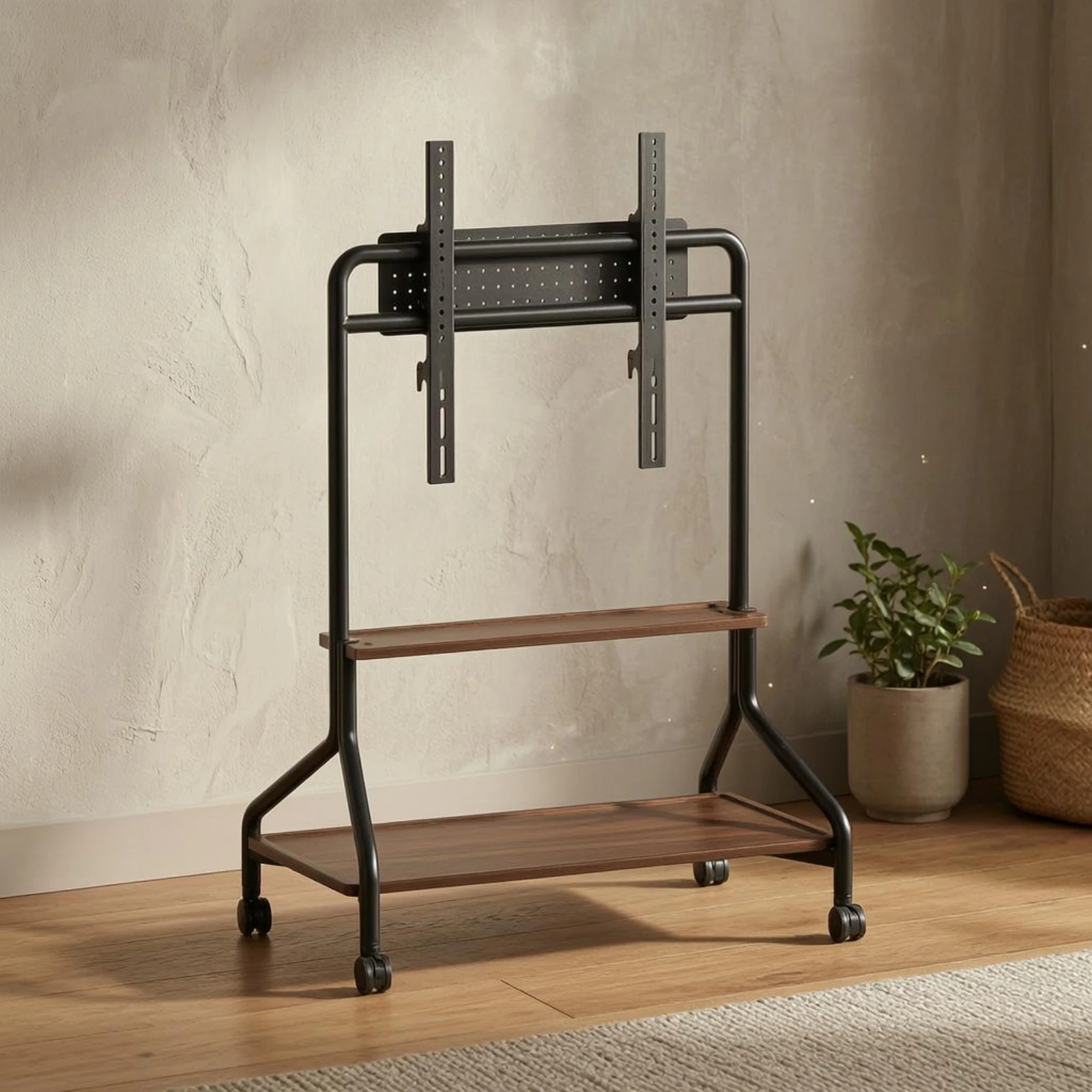Mobile Tv Stand Adjustable Height Rolling Tv Stand Home Furniture Mounting Bracket Equipment VESA Compatible