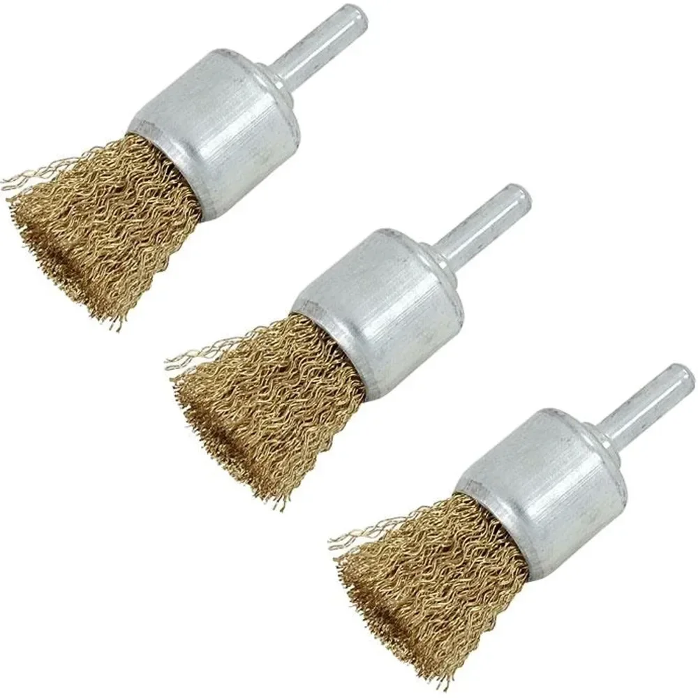 

3pc 25mm Rotary Brass Wire Brush End Wire Brushes Crimp Cup Set Wheel For Electric Drill Rust Removal Polishing Tool