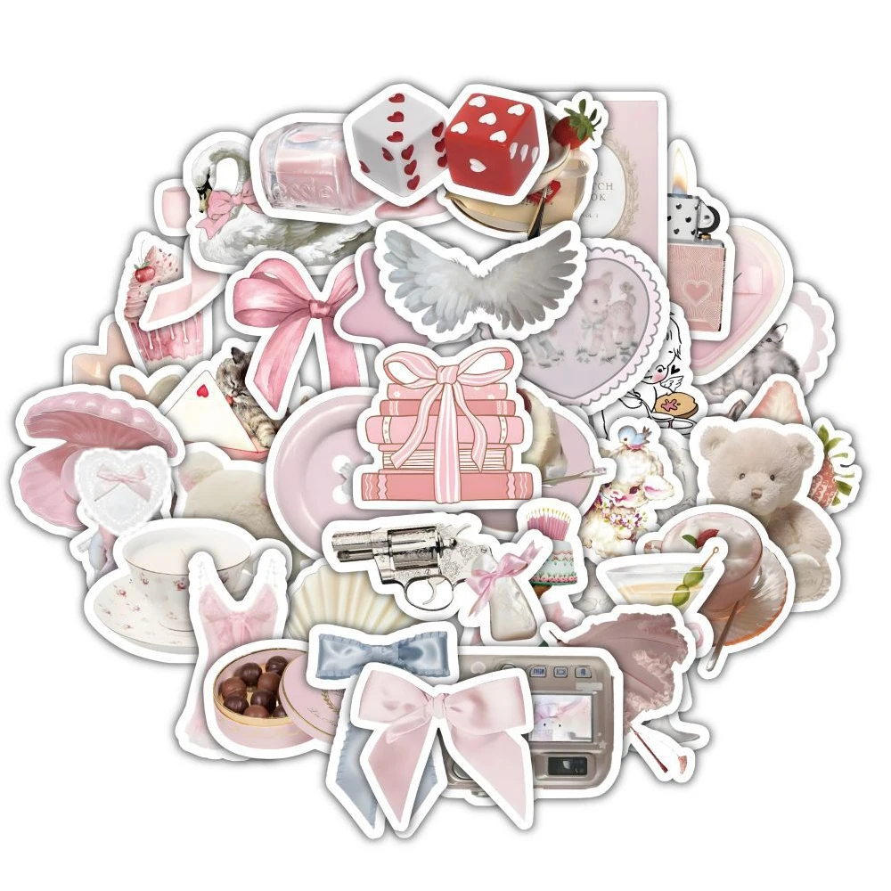 10/30/60pcs Cute Coquette Pink Ballet Girl Stickers decalcomanie Laptop Scrapbook valigia decorazione del telefono Sticker bambini classici giocattoli