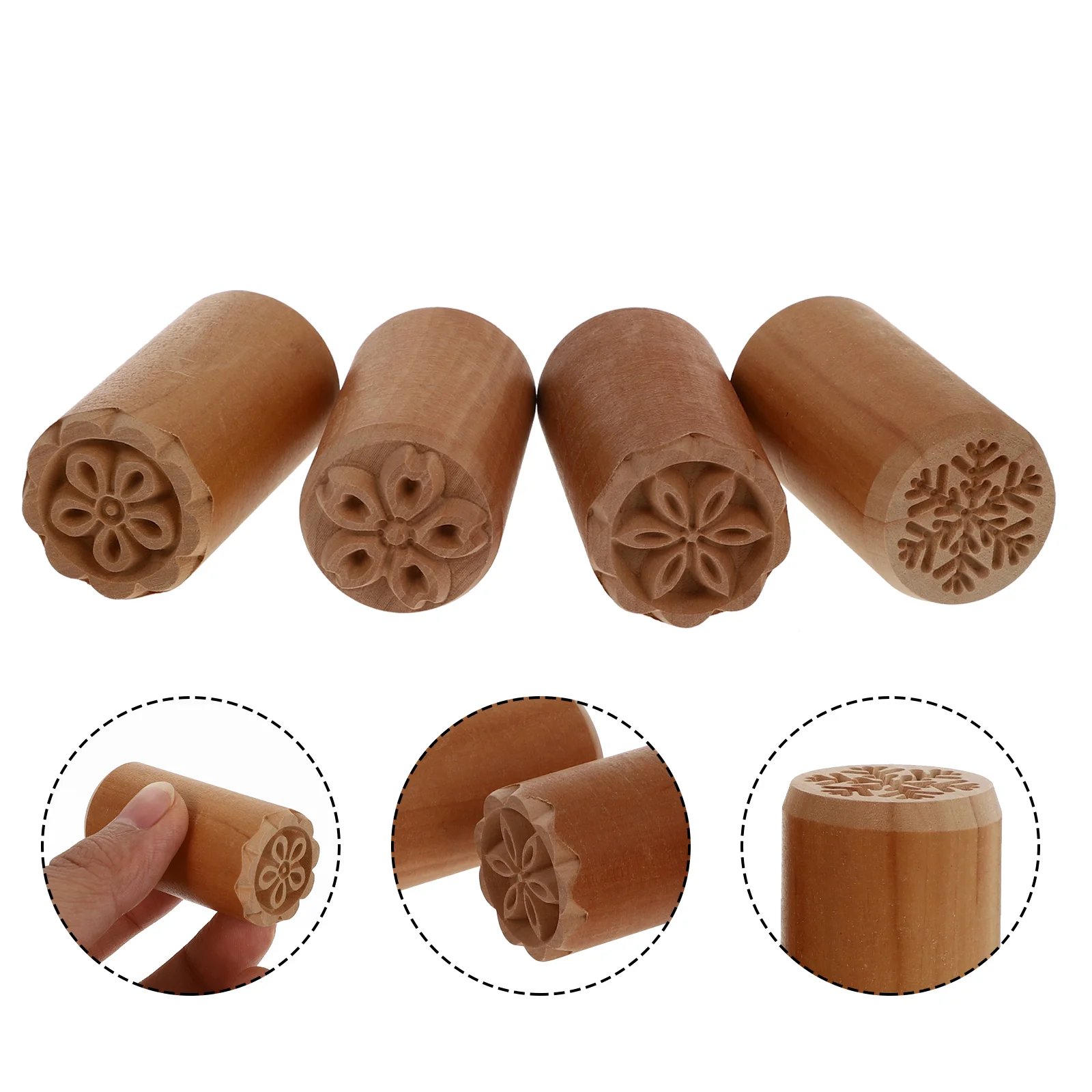 

Maker Baking Stamp Biscuits Practical Wooden Cake Stamper Clay Pastry Stampers Stauffers Cookies