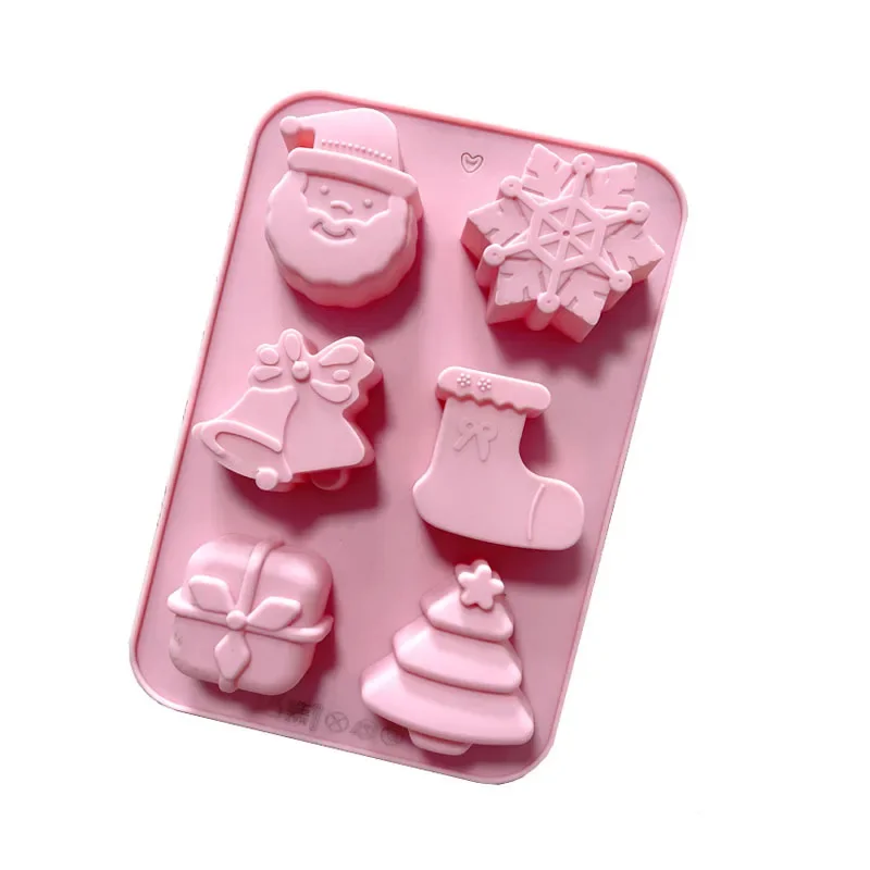 Soap Cake Molds 6 Christmas Tree Socks with Snowflakes Santa Claus Holiday DIY Baking Fondant Mold Wholesale Drop Shipping