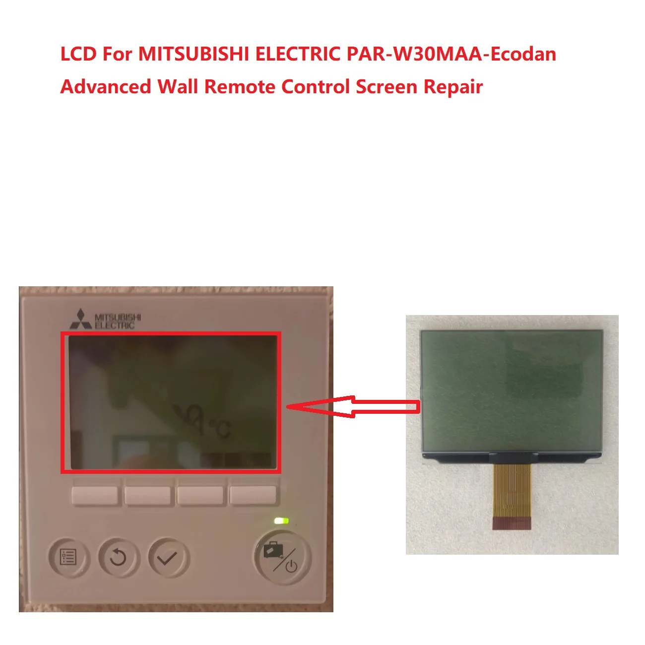 Lcd für mitsubishi elektrische PAR-W30MAA-Ecodan erweiterte wand fernbedienung bildschirm reparatur (keine hintergrund beleuchtung)