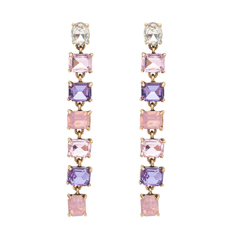 New Fashion Handmade Crystal Rhinestone Earrings Women Long Chain Alloy Bohemia Luxurious Earring Girls Jewelry Accessories