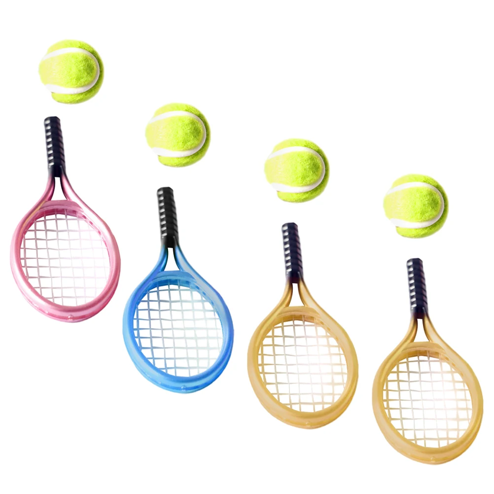 1 مجموعة مضرب تنس صغير المفاتيح مصغرة زخرفة الحرفية ديكور ألعاب بلاستيكية اكسسوارات المنزل مجموعة صغيرة مقلد الرياضة #5