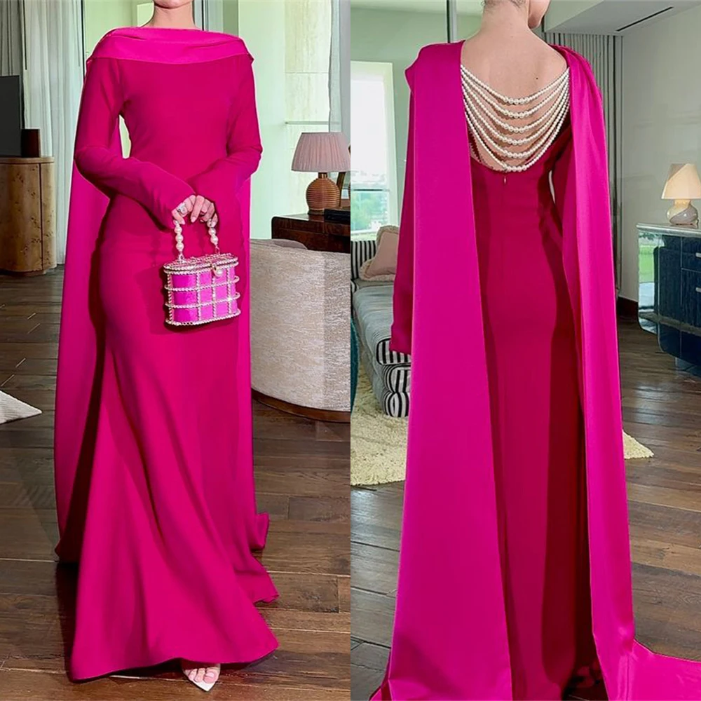 

Tarot Luxury Pearls Mermaid Saudi Prom Dresses Long Sleeves Open Back Split Holiday Dress For Women Floor Length فساتين سهرة