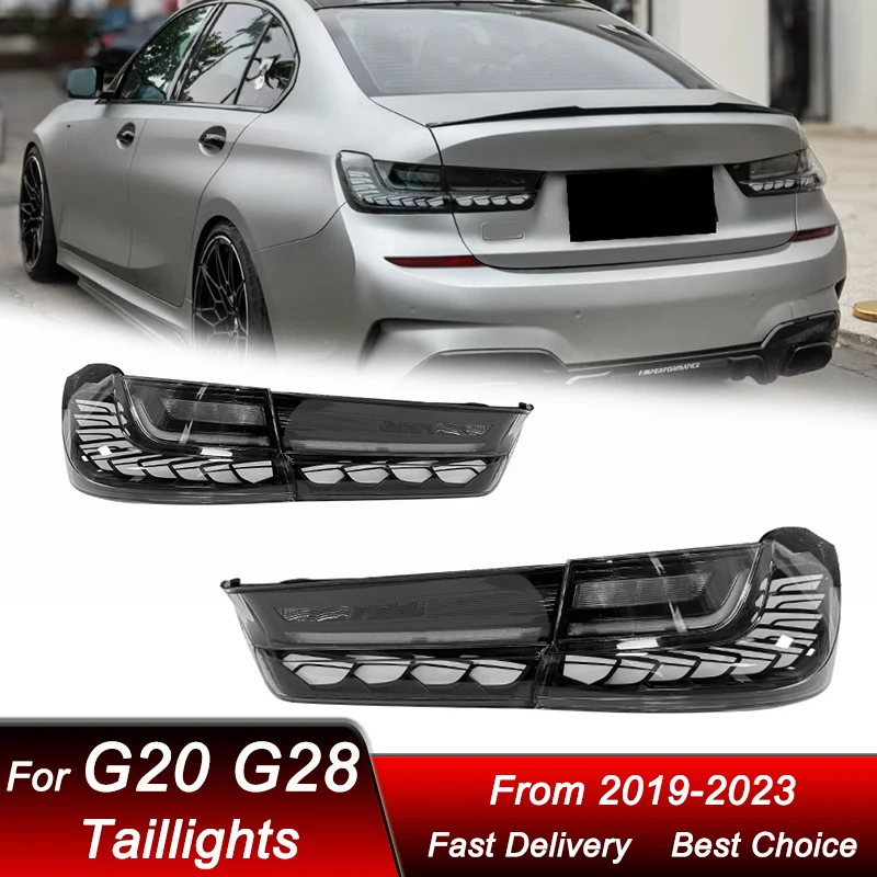 Car Led Tail Lights For BMW 3 series G20 G28 2019-2023 white scales style full LED Dynamic Turn Signal Light Tail Lamp Assembly