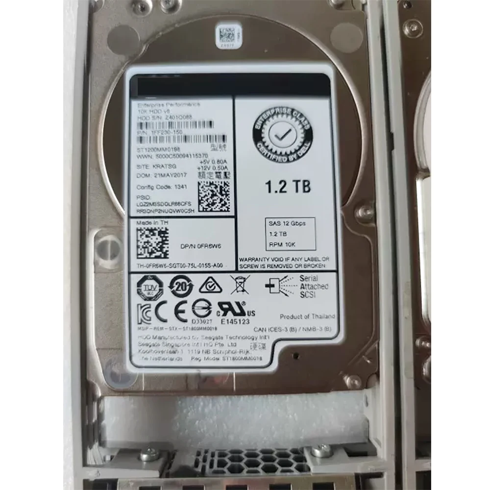 1.2T 10K 12Gb 2.5'' SAS HDD Server Hard Disk 9XNF6 0FR6W6 1 Pcs For DELL