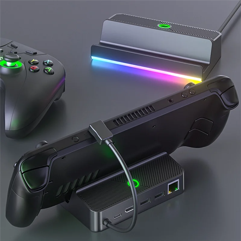 Abjf-para estação de encaixe de deck de vapor rgb suporte-adaptador de vídeo compatível carregador usb tipo-c para console de jogos de deck de vapor