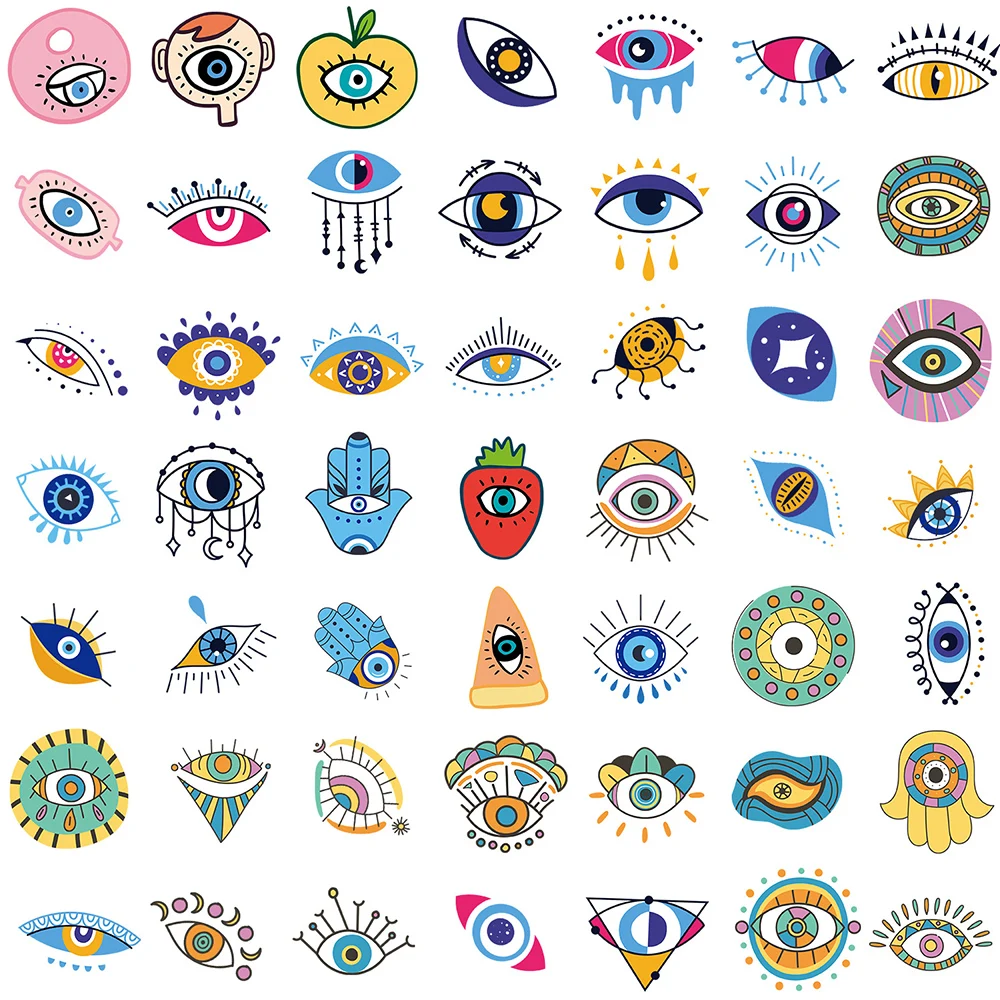 

10/30/50pcs Cool Mysterious Evil Eye Stickers Aesthetic Cartoon Sticker Scrapbook Phone Suitcase Graffiti Decals Decoration Gift