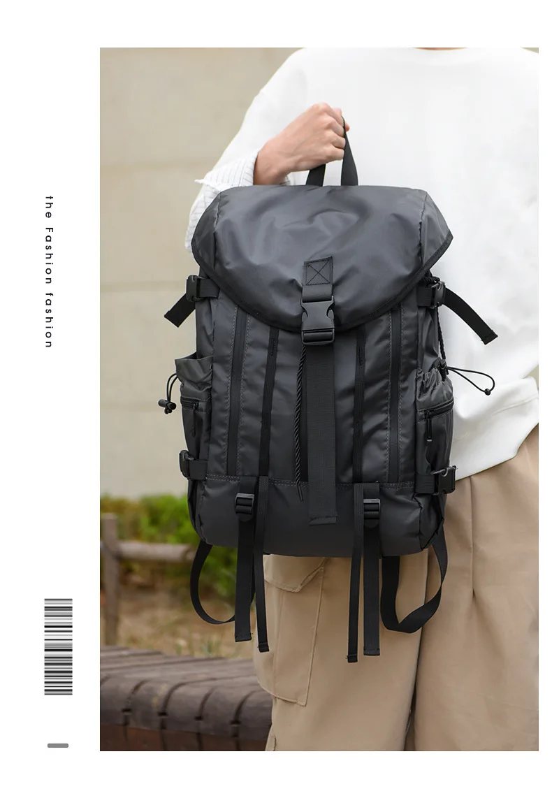 Mochila elegante com cordão para homens, bolsa multifuncional para estudantes universitários com compartimento para laptop para viagens e bolsa casual