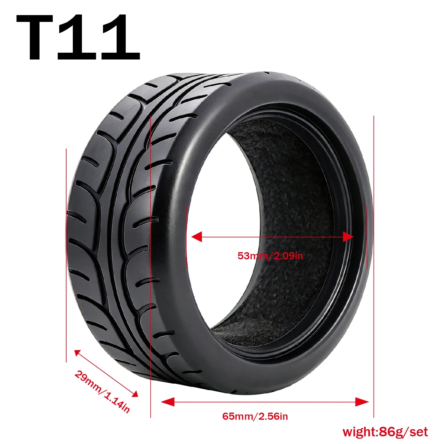 1:10 On-Road-Rennreifen mit hoher Griffigkeit aus Heißschmelzgummi für Tamiya HPI HSP HPI HIMOTO REDCAT 94123/94122/94103 Upgrade-Teile – Detail 19