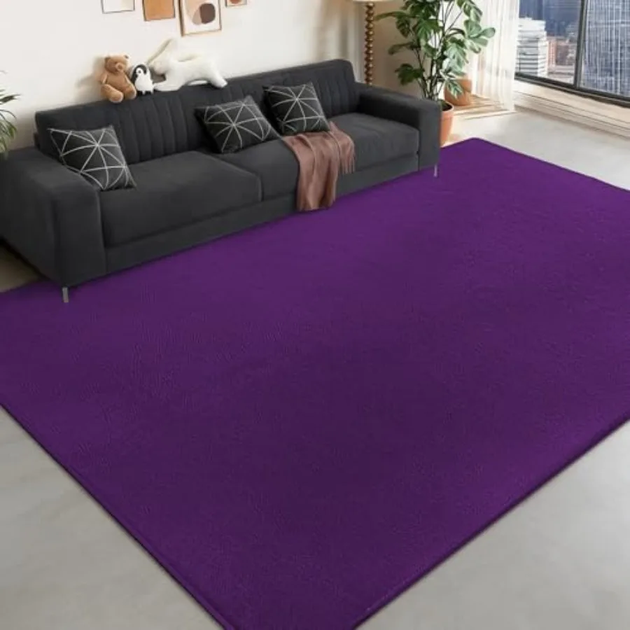 

Large Area Rugs for Bedroom Living Room - 6x9 Feet Ultra Soft Purple Memory-Foam Rug, Solid Modern Minimalist Non-Slip Carpet f