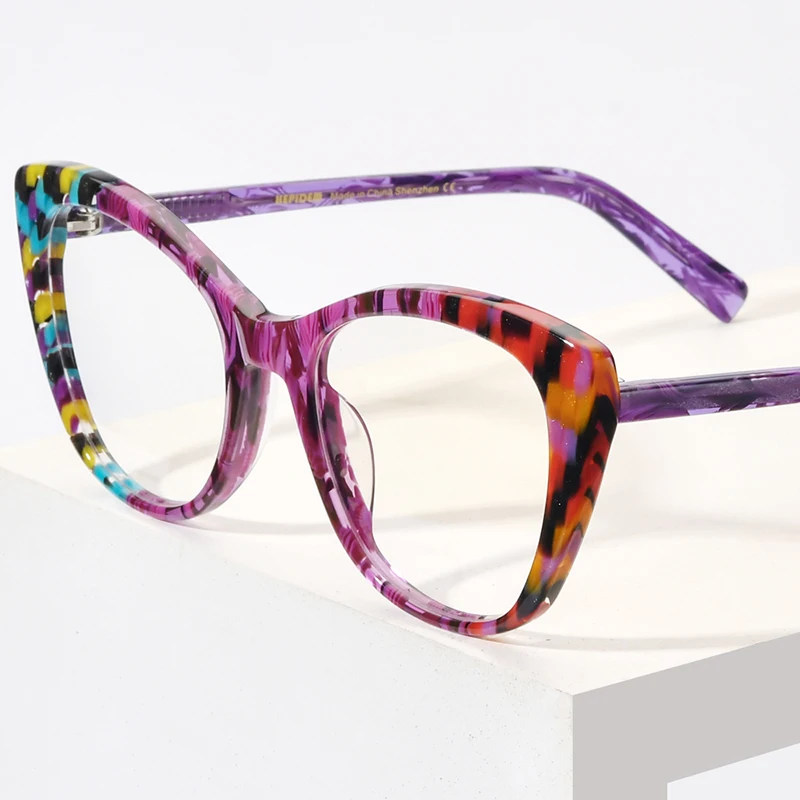 HEPIDEM Multicolor Acetate Glasses Frame Women 2023 New Cat Eye Eyeglasses Cateye Spectacles Eyewear H9327