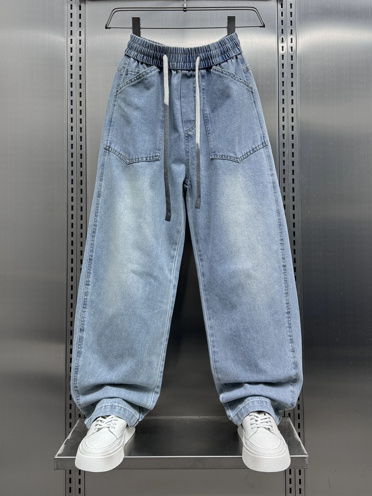 

Heavyweight Trendy Loose Men's Jeans Spring Autumn American High-End Color Waed Straight Knife Pants