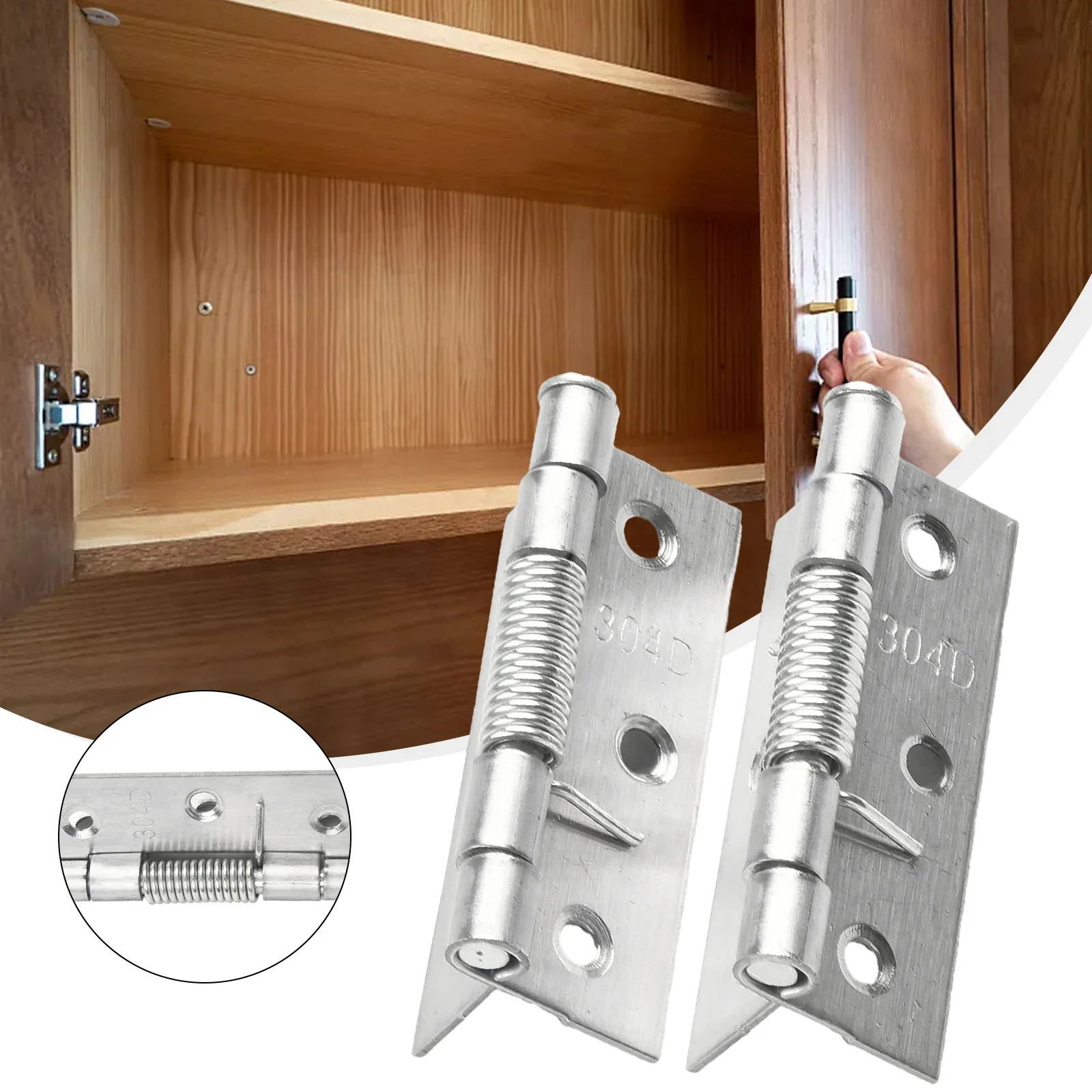 2pcs Self Closing Spring Door Hinge Stainless Steel Hinge For Cabinets Door Closer Automatic Rebound Hinge Furniture Hardware image 5