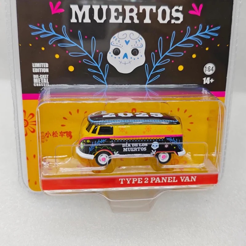 

GreenLight, литой под давлением, масштаб 1:64, 2025, тип 2, T2, панель, фургон, модель автомобиля из сплава, статическая коллекция, украшенные праздничные подарки, игрушки