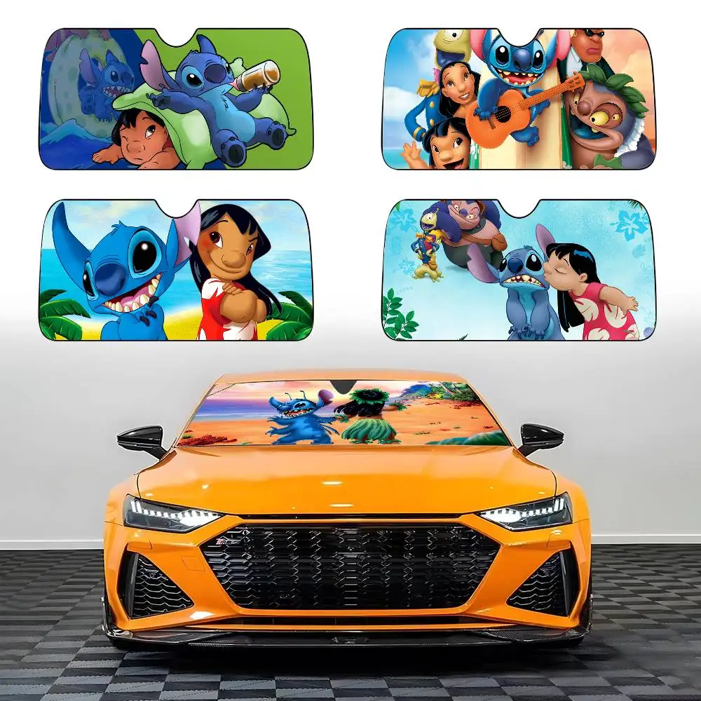 

Симпатичный автомобильный солнцезащитный козырек Lilo S-Stitch, автомобильный солнцезащитный козырек, универсальный складной козырек на ветровое стекло