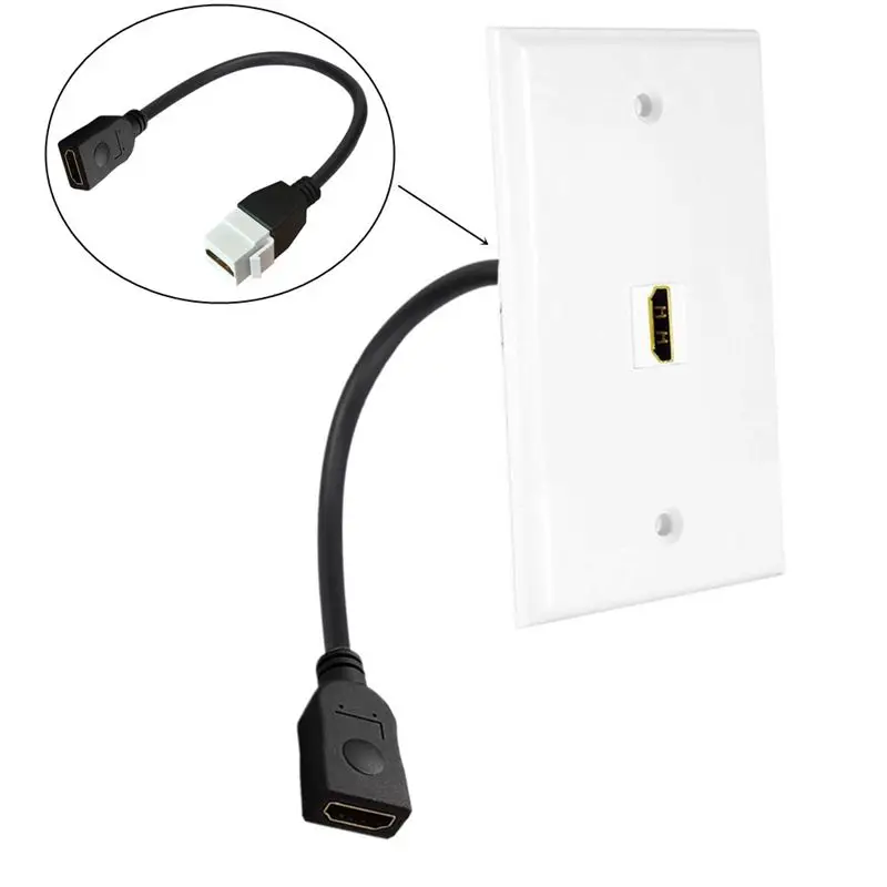 Kabel HDMI kompatybilny z rozdzielaczem 4K 8K High Definition, żeńsko-żeński, z wtyczką ścienną Keystone, z klamrą, do bezpośredniego podłączenia do panelu. — zdjęcie produktu 5