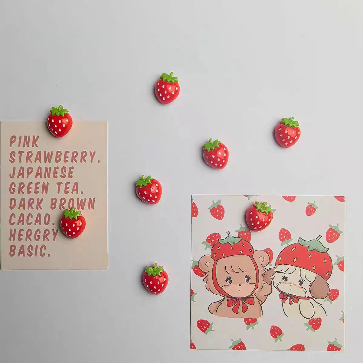 Strawberry Magnet Fridge Magnets Cartoon Creative Cute Message Board White Board Post-it Notes Post-it Notes Decorative Magnet