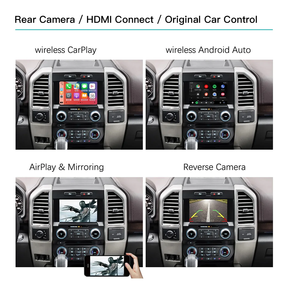 AUTOABC Wireless CarPlay Android Auto For Ford Sync 2 F-150 Expedition Super Duty Upgraded Accessories Navigation Decoder Box