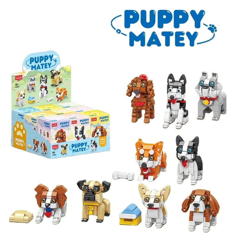 

Puppy Set Husky Bulldog Pug Small Animal Small Particle Puzzle Assembly Building Blocks Children's Gift Desktop Decoration Toy