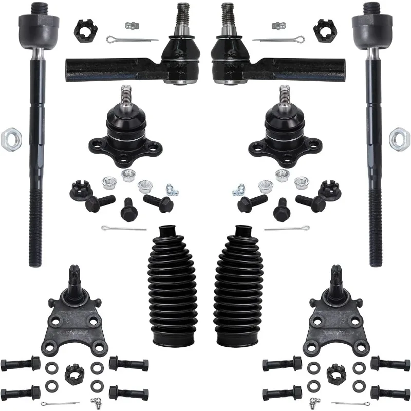 

Detroit Axle - Front 10pc Suspension Kit, 4 Lower Upper Ball Joints 4 Inner Outer Tie Rod Ends 2 Boots Replacement