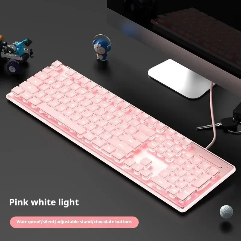 

104 Key Wired Mechanical Touch Keyboard Waterproof Silent Ultra-thin Gaming Esports Office Typing Simple Fashionable Keyboard