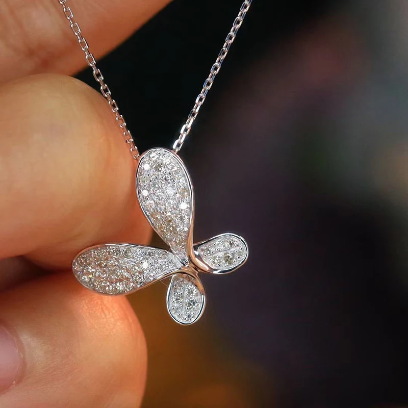 Huretailers-Collier pendentif en forme de papillon pour femme, argent, tempérament, accessoires de cou, bijoux de mariage, document, frais, nouveau