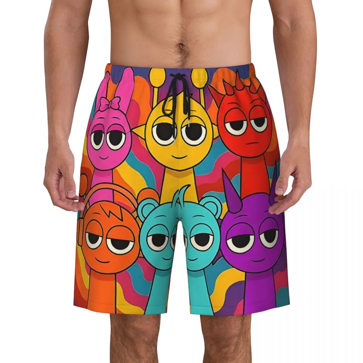 

Sprunkis Fever Boardshorts Мужские быстросохнущие шорты для плавания с героями мультфильмов Купальные костюмы с принтом на заказ