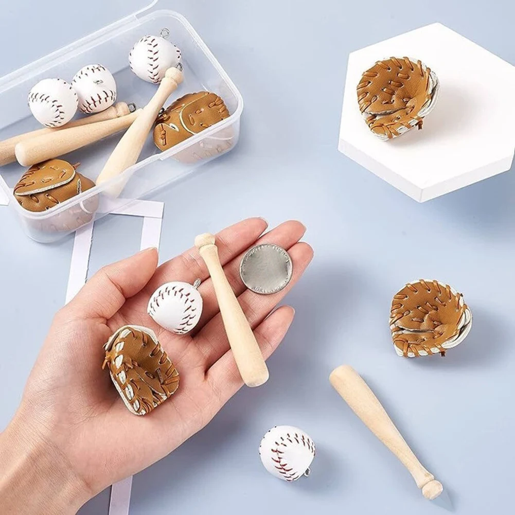 -A14E ミニ野球バットグローブセット模擬野球モデルおもちゃドールハウスの装飾に使用