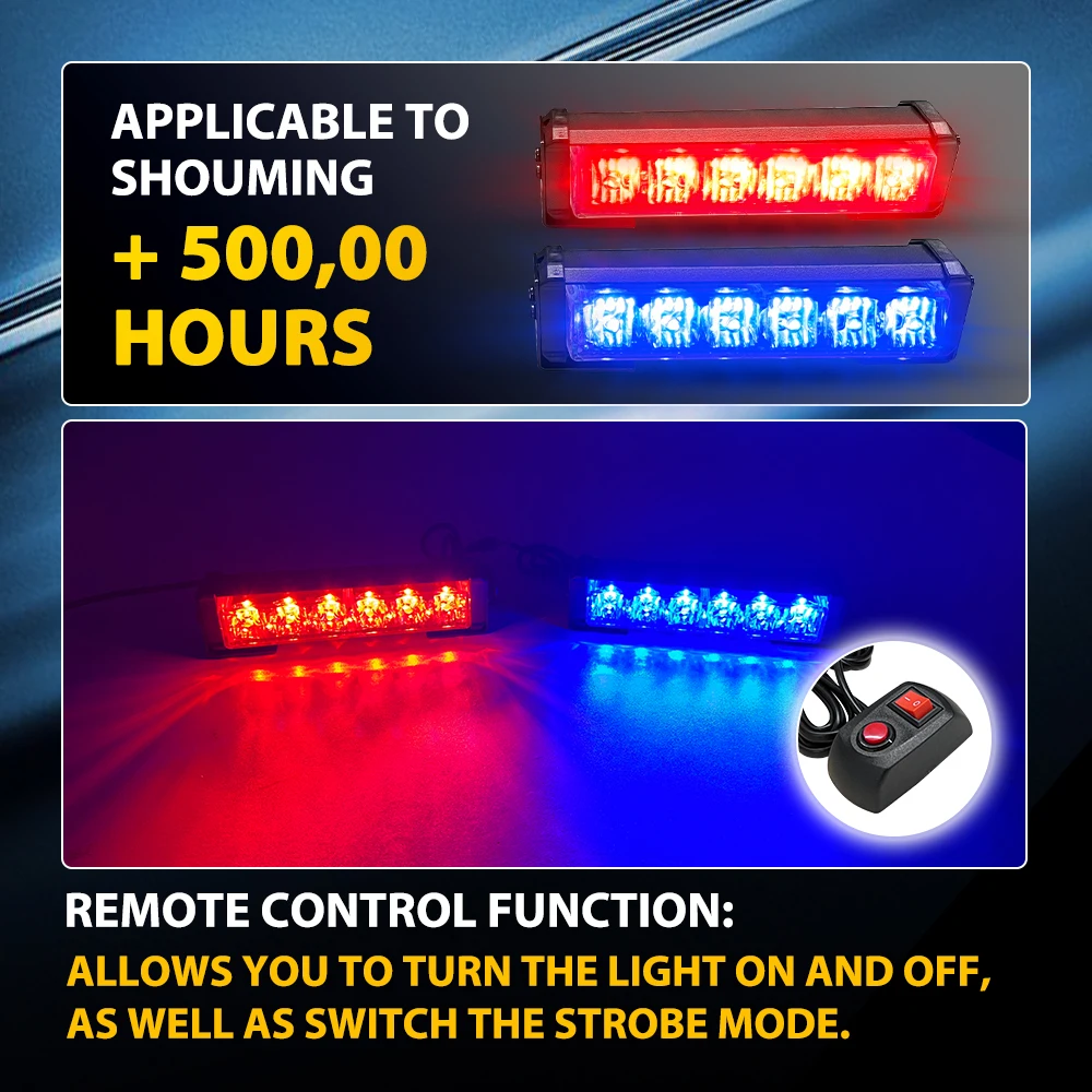 

2 шт. 12В-24В 6-диодные светодиодные стробоскопические фонари (красно-синие) для грузовиков, тракторов, автобусов, автомобилей, IP68