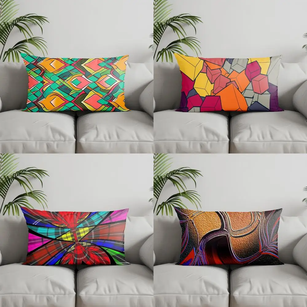 

Home Decor Colorful Geometric Pattern Pillow Suitable For Sofa Bedroom Car Pillow Cover Cushion Rectangular Back Cushion