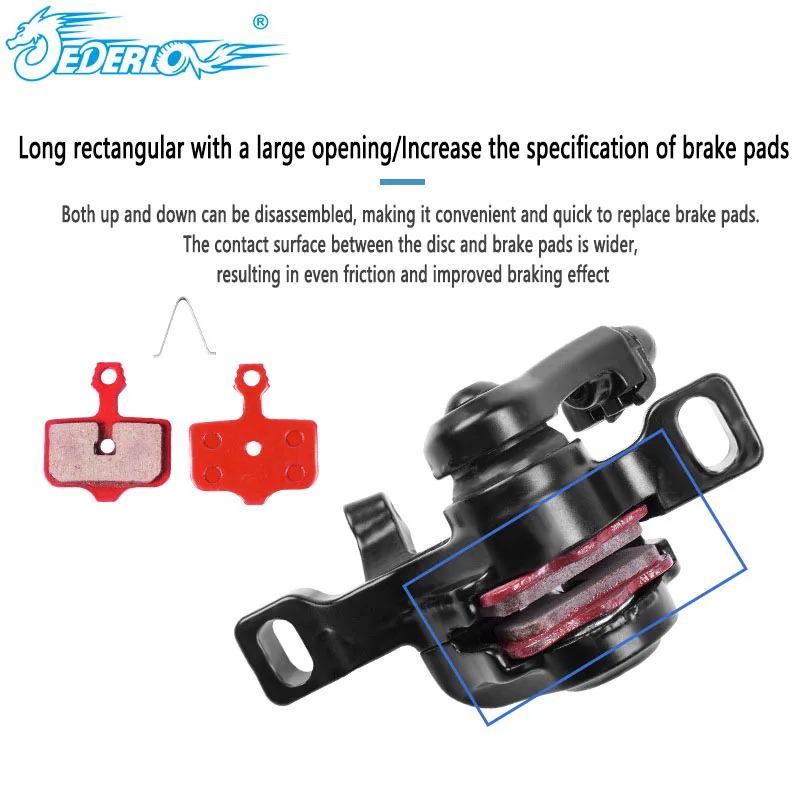 JEDERLO Aluminum Alloy Disc Brakes F180/R160 F160/R140 Mountain Bike Mechanical Line Pulling Disc Brake Bicycle Accessories