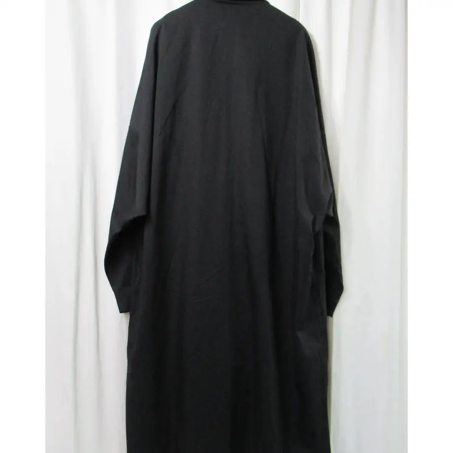 TOP-YAMAMOTO ® retro minimalist black long trench coat men's lapel commuter jacket