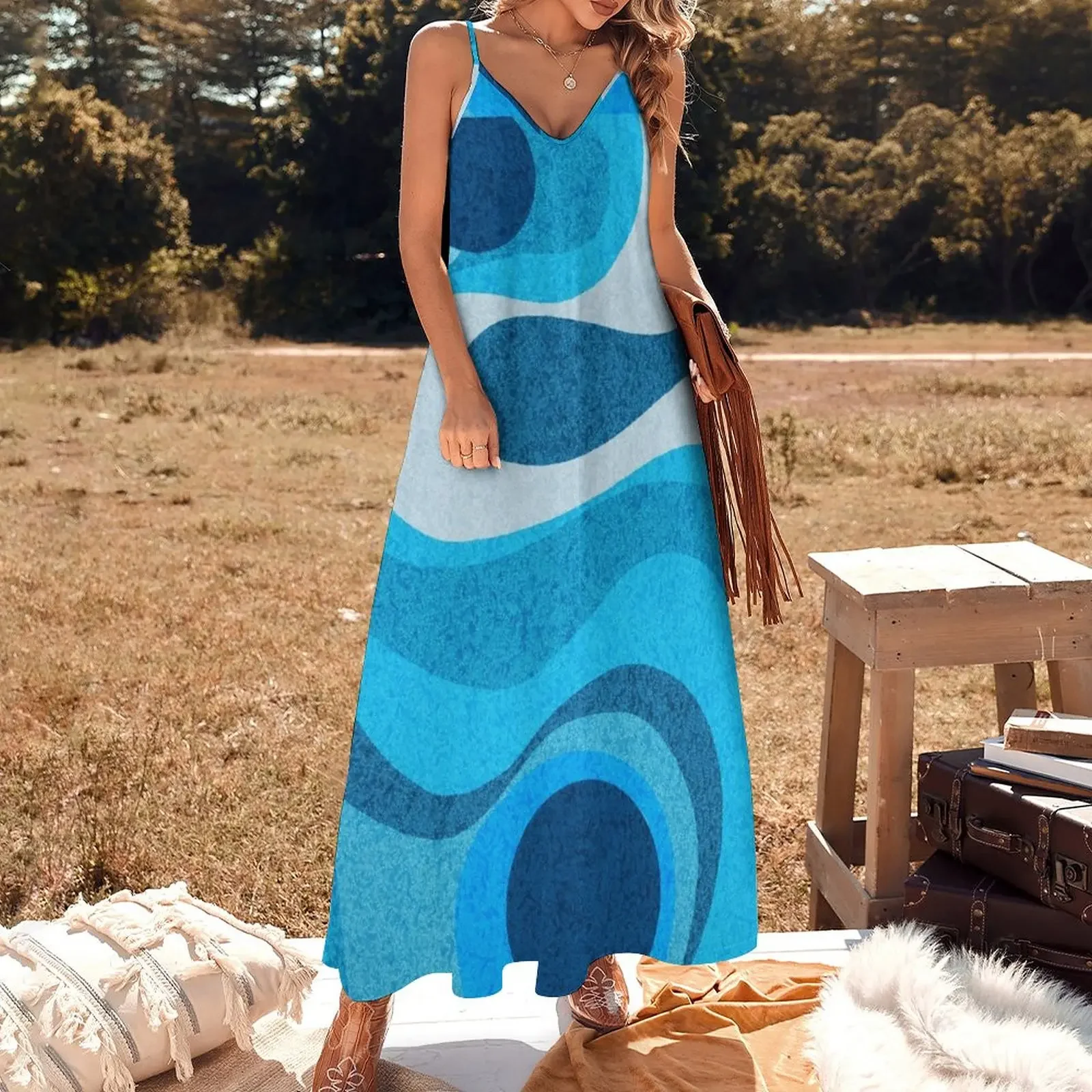 Ocean Blue Shag: A Wall Rug Design Sleeveless Dress summer dresses womens 2024 dress for women dress women elegant luxury