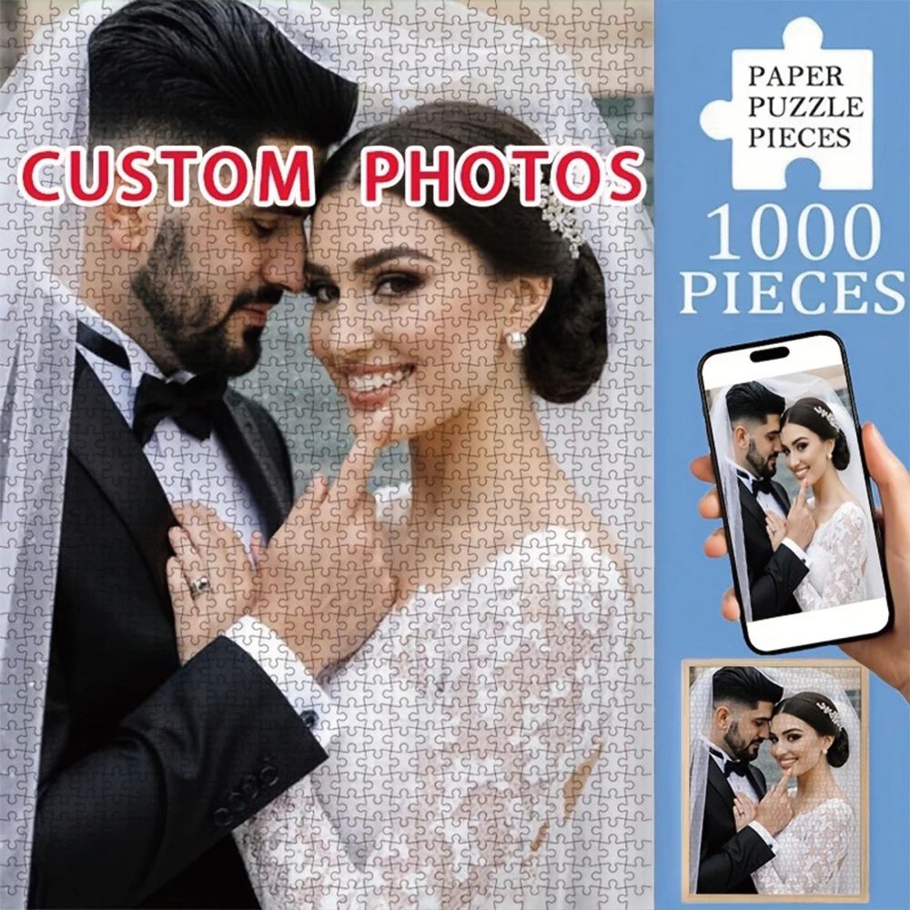 35/300/500/1039pcs Personalized Custom Photo Puzzle Wedding Photos Customize Your Puzzle To Create An One-Of-A-Kind Present.