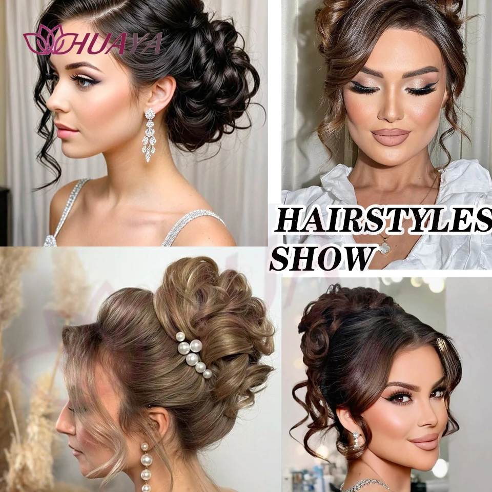Synthetic Messy Wavy Chignon Black Blonde Hair Bun Hairpiece Extension For Women Fake Hair With Comb Elastic Hairpins