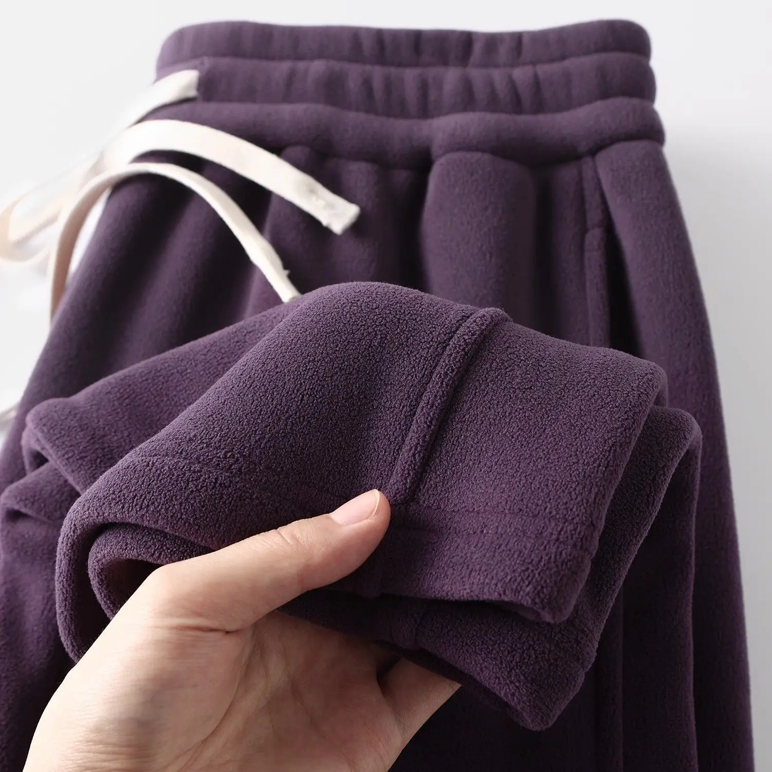 

Двусторонние флисовые утепленные спортивные брюки прямого кроя для женщин, фиолетовые, теплые, повседневные, длинные, зимние