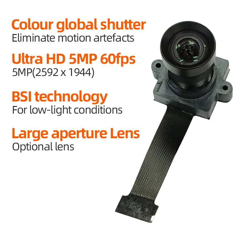 5MP Colour Global Shutter Exposure 2K 60fps  Aerial Mipi Camera Module OG05B10