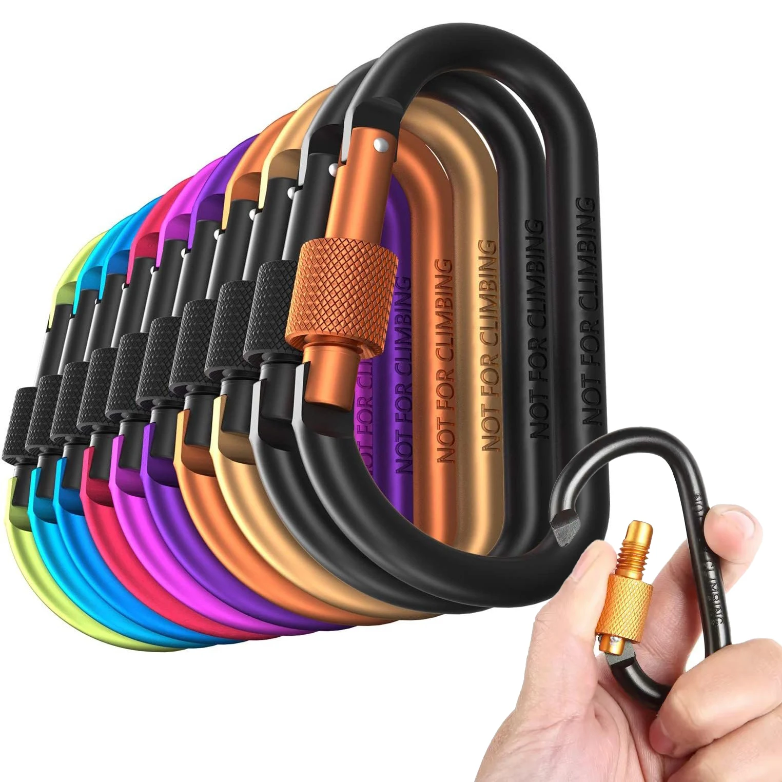 

10PCS Tactical Carabiner, Tourist Carabin Clips, Keys Keychain Set Aluminum Alloy Camping Survival Buckle, MultiTool Key Holders