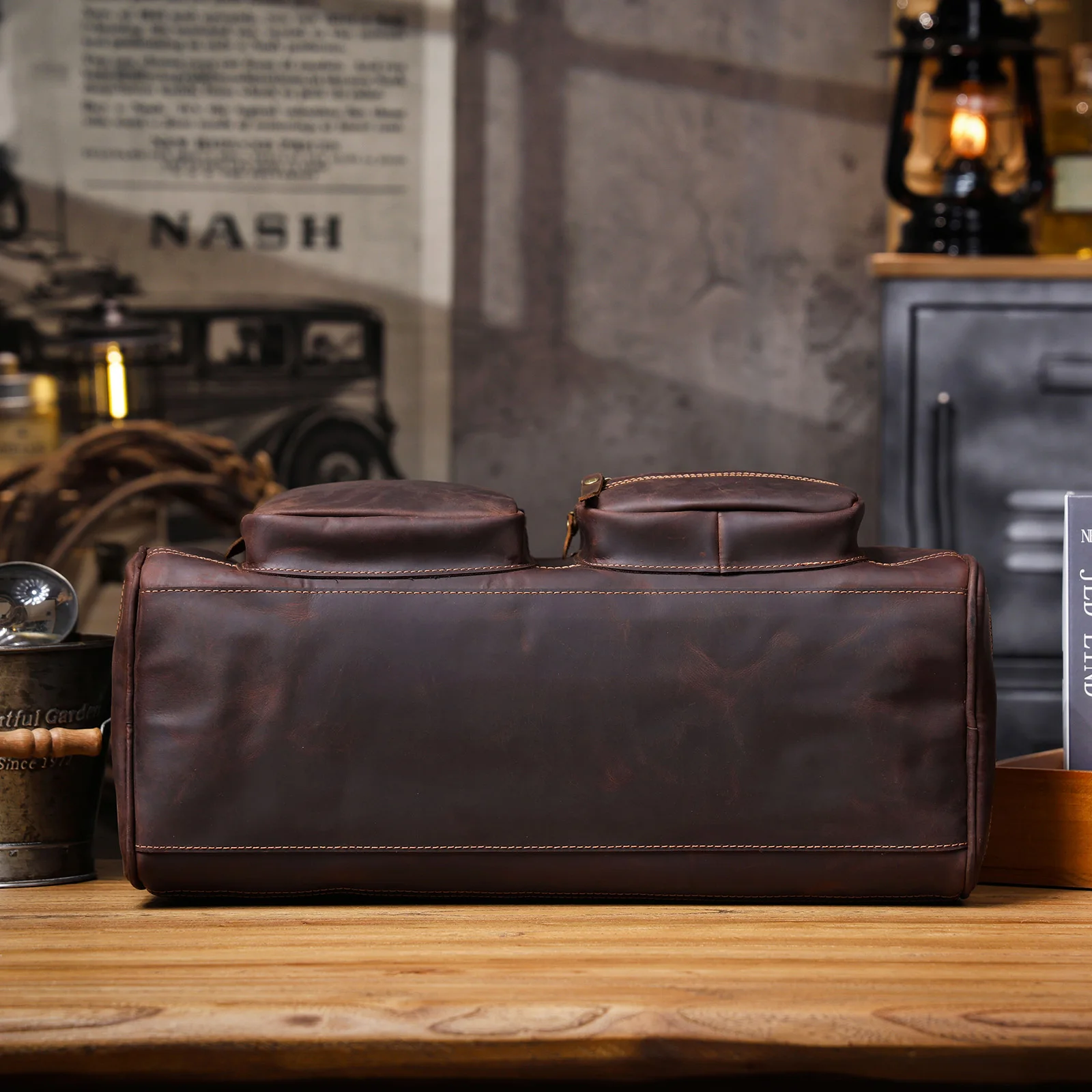 S.WORKER Premium Echtleder Business-Handtasche Vintage Herren Vollnarbenleder-Aktentasche für Geschäftsarbeit 16" Laptop-Tasche – Detail 26