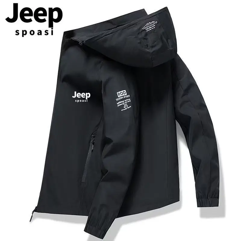 

JEEP 2026 New stylish, comfortable and waterproof outdoor hooded jacket with a fashionable zipper, suitable for spring and autum