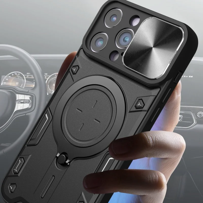 

Luxury Shockproof Case For iPhone 16 15 14 13 12 11 XS XR Pro Max ProSlide Lens Protector Multi Function Hard Armor Case Funda